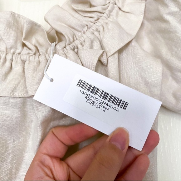 Reformation Dress Marley Off-Shoulder Linen Slit Midi Summer Cream 2 NWT - Picture 4 of 7